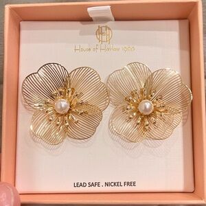 House of Harlow 1960 Gold tone Poppy Earrings.